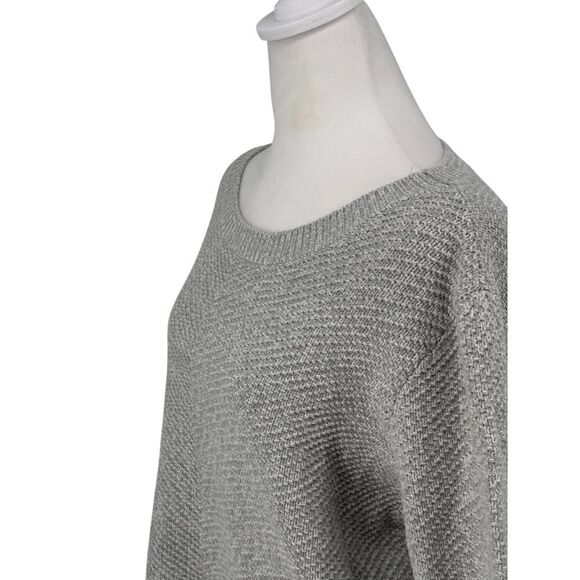 Roxy Gray Textured Knit Pullover Sweater Women’s Sz M Drop Shoulder Slouchy Cozy - Picture 2 of 10